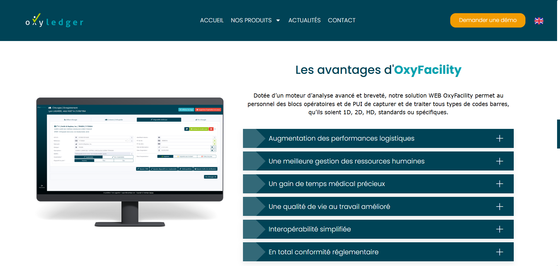 Aperçu du site Oxyledger